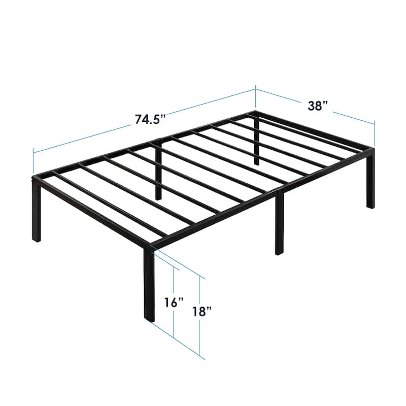 Metal 18-inch Platform Bed with Steel Slats By Crown Comfort