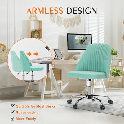 Armless Home Office Desk Chair with Wheels Adjustable Swivel Task Computer Vanity Chair