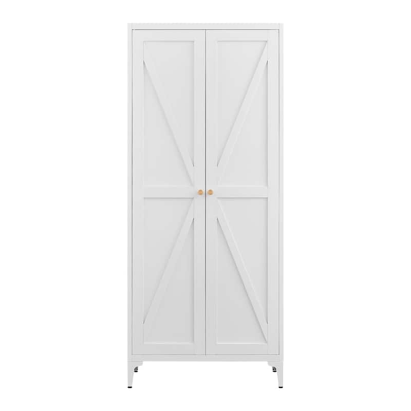 2 Doors Metal Storage Cabinet Kitchen Pantry Cabinet With Adjustable Shelves Tall Steel Cabinet Locker