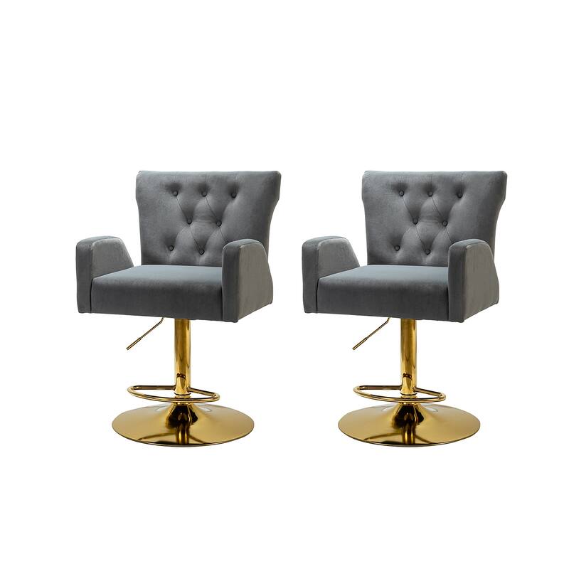 Loreto Modern Tufted Velvet Swivel chair with Adjustable Height Set of 2 by HULALA HOME