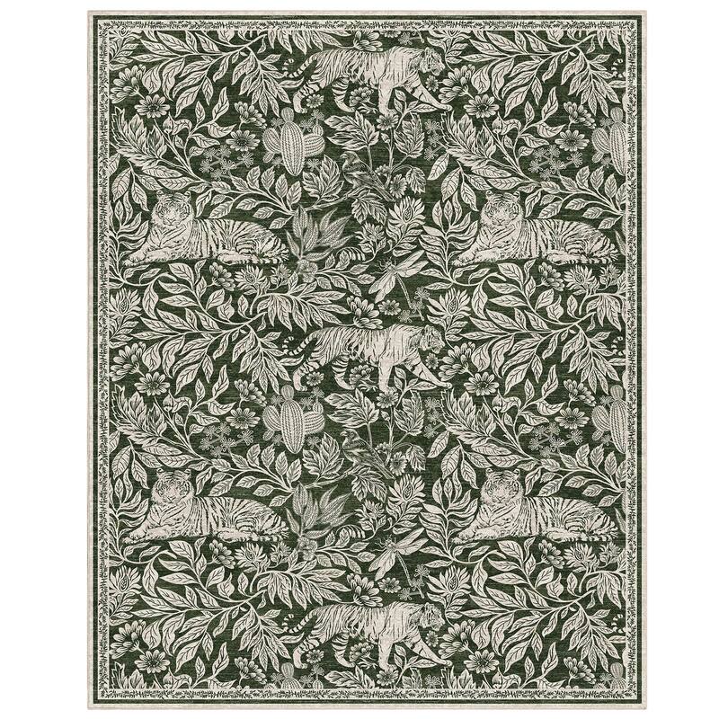 Forest Tiger Rugs Living Room Rug, Soft Washable Bedroom Rug, Low Pile Non-Slip Dining Room Home Office Carpet