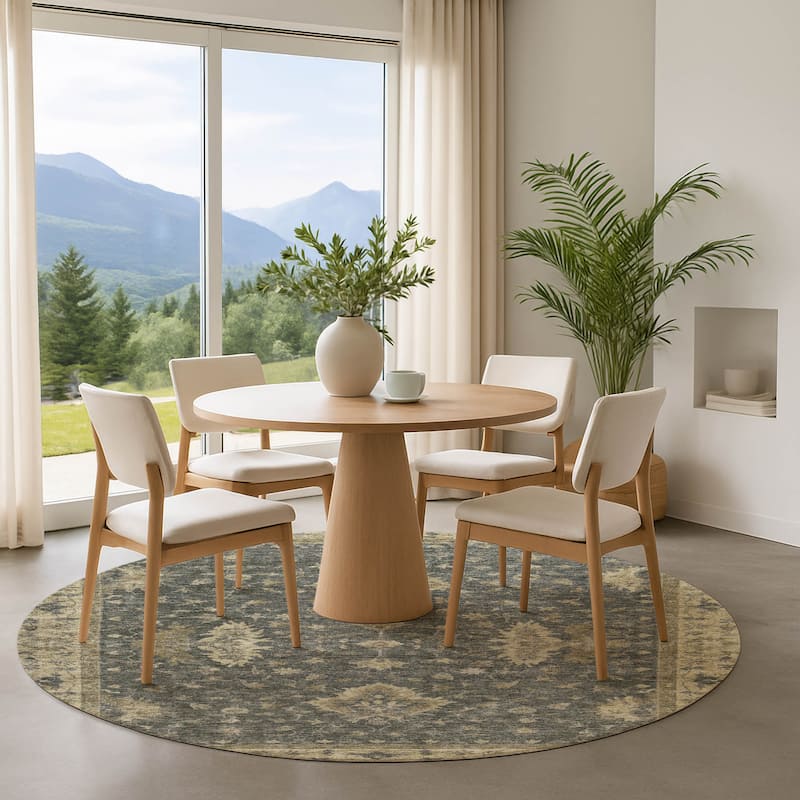Premium Washable Super Soft Traditional Mayfield Rug - Gray - 8' x 8'