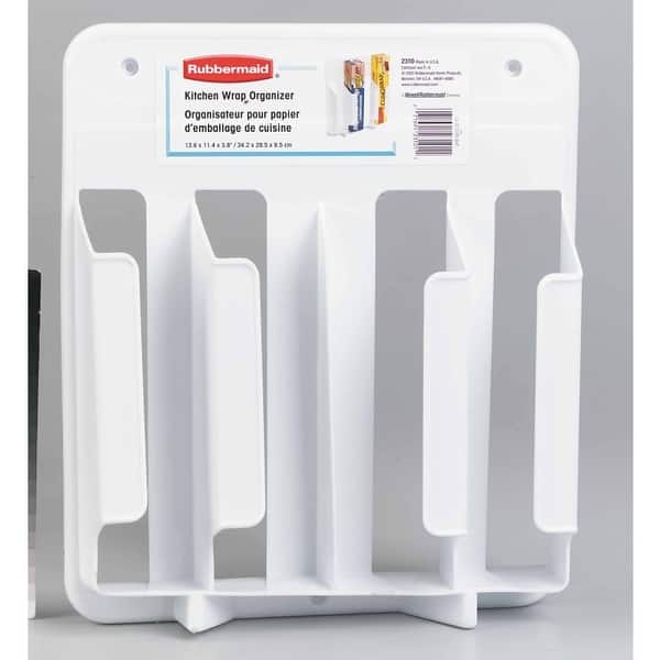 Rubbermaid 2310-RD WHT Wrap And Bag Organizer, White, Plastic