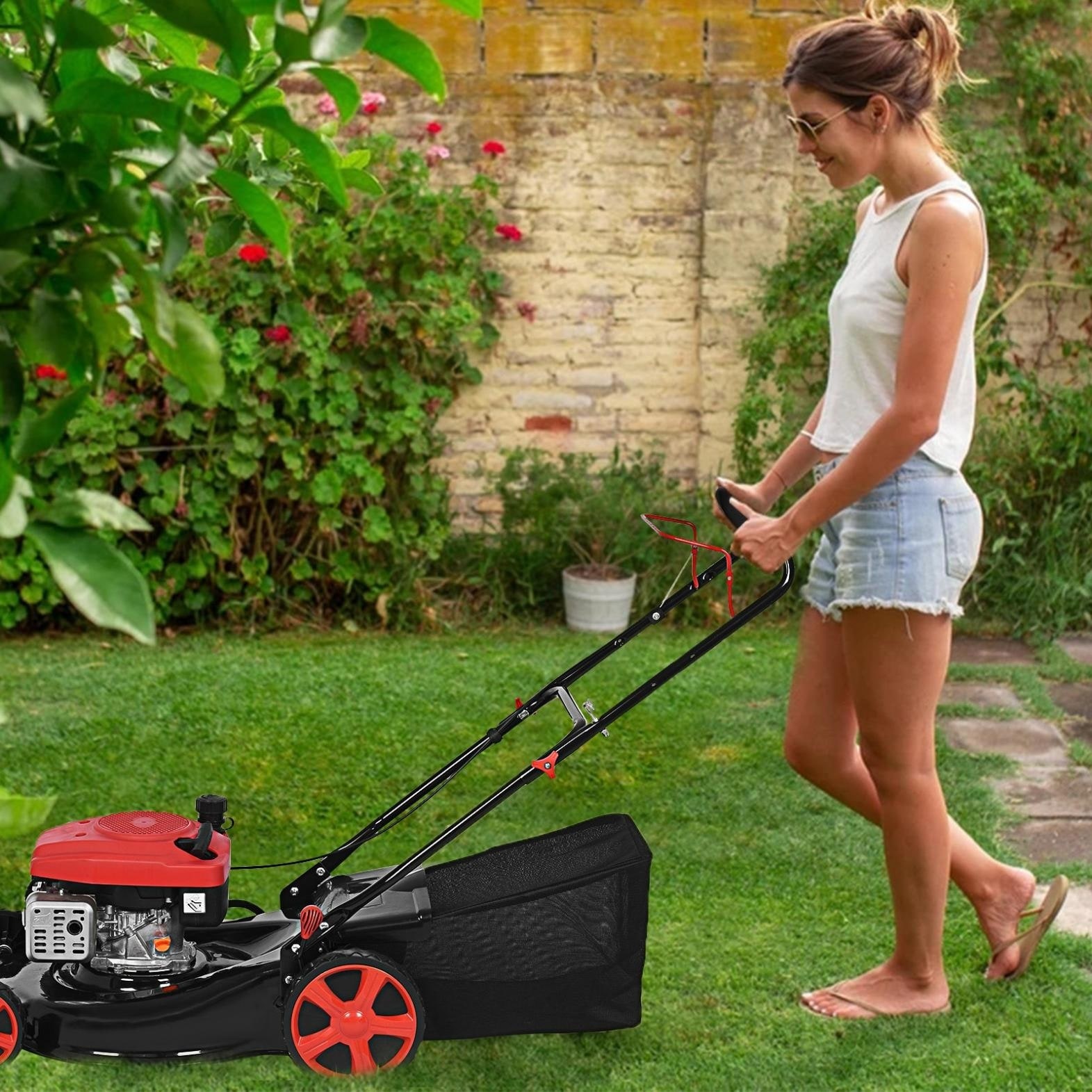 Hand operated lawn mower hot sale