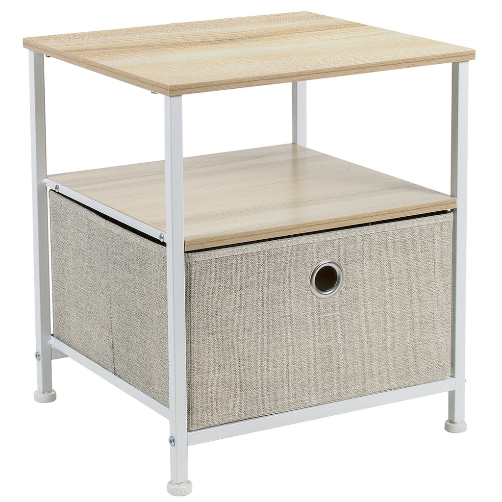 Nightstand 1-Drawer Shelf Storage - Bedside Furniture End Table Chest