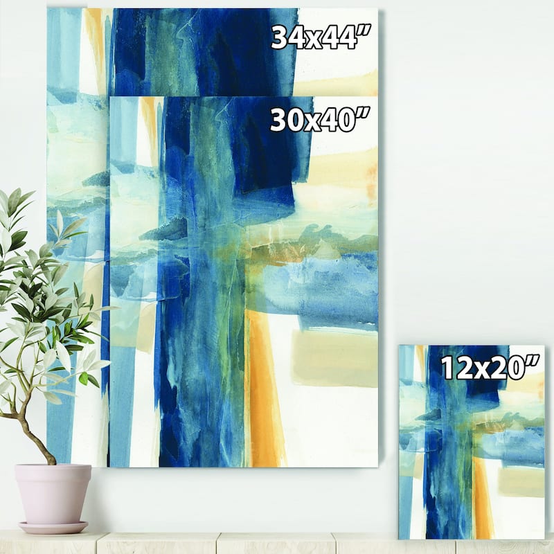 Designart "Indigo Panel VI" Modern Canvas Artwork - Blue