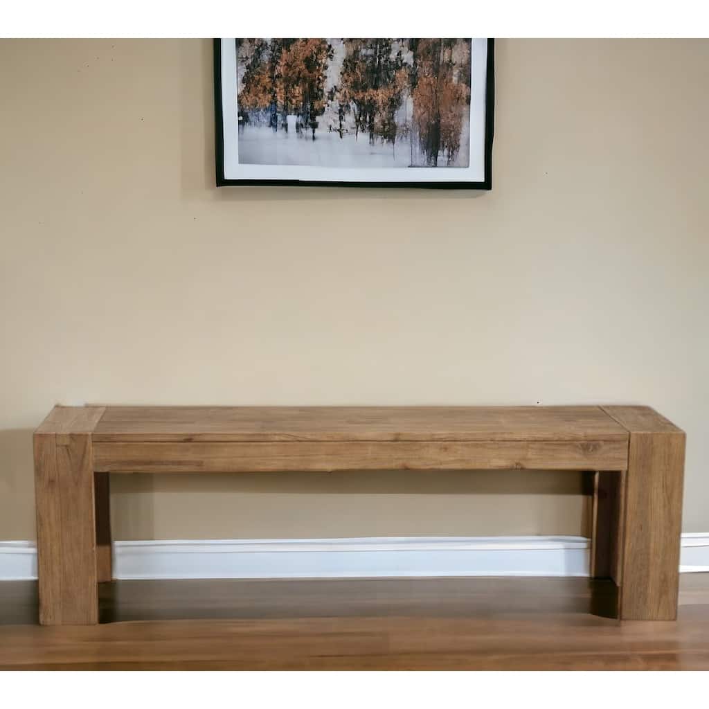 HomeRoots 58" Natural Distressed Solid Wood Dining Bench - 58