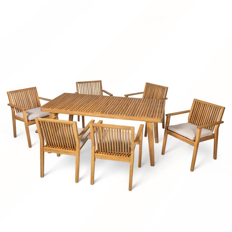 7 Pieces Patio Furniture Set with Acacia Wood Table
