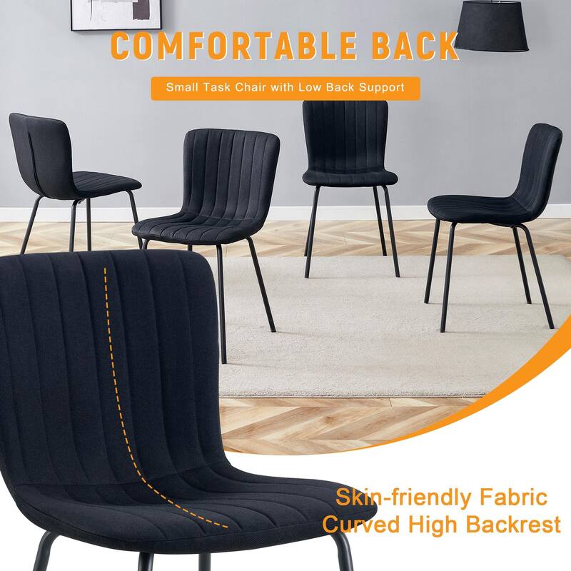 Set of 4 Minimalist Dining Chairs – Premium Black Metal Leg Design for Modern Interiors, Versatile Style Adaptability