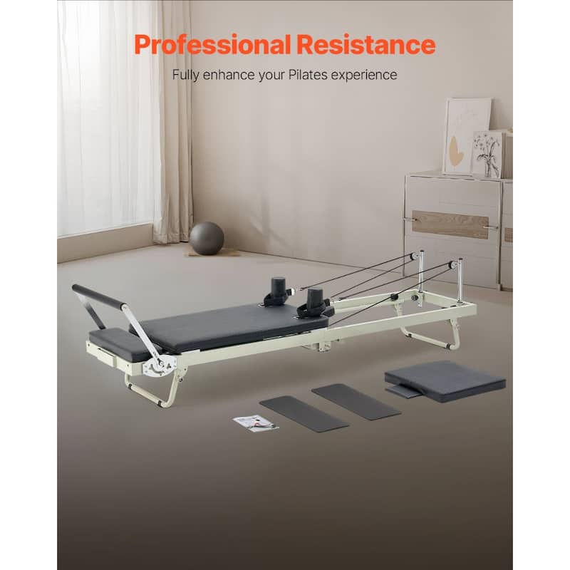 Foldable Pilates Reformer Machine for Home Gym Full Body Workout Equipment with Jump Board - 54x24x12 inch