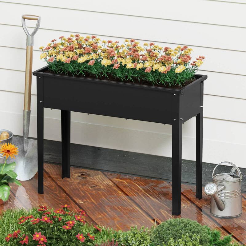 Metal Raised Garden Bed Elevated Planter Box w/Legs & Drainage Holes