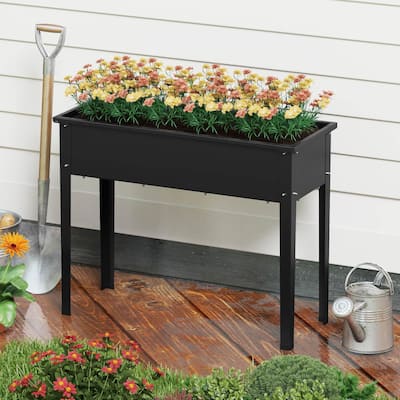 Metal Raised Garden Bed Elevated Planter Box w/Legs & Drainage Holes