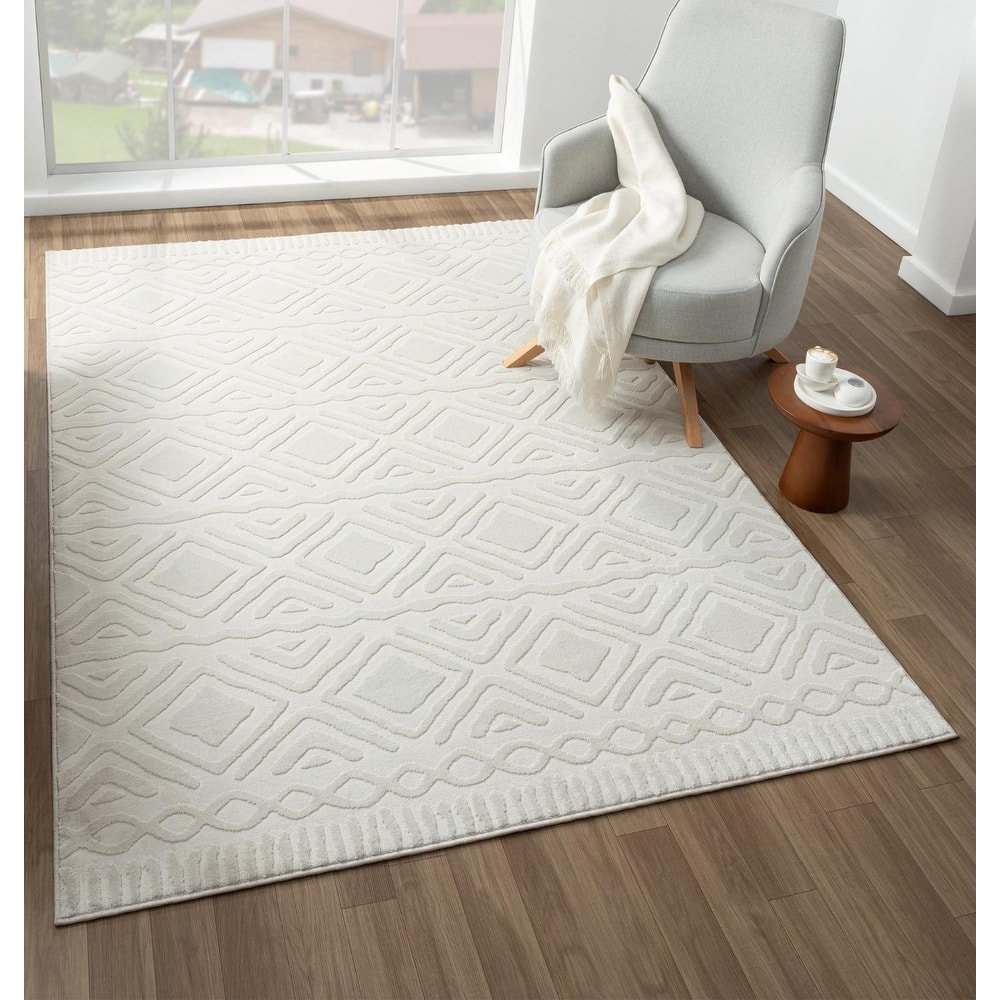 Luxe Weavers Oriental Cream Area Rug, Stain-Resistant Carpet