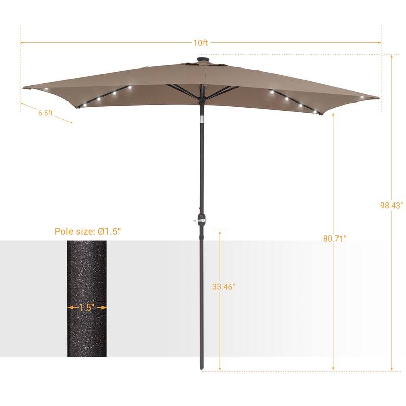 BONOSUKI LED 10 x 6.5ft Outdoor Umbrellas Patio Market Table Umbrellas