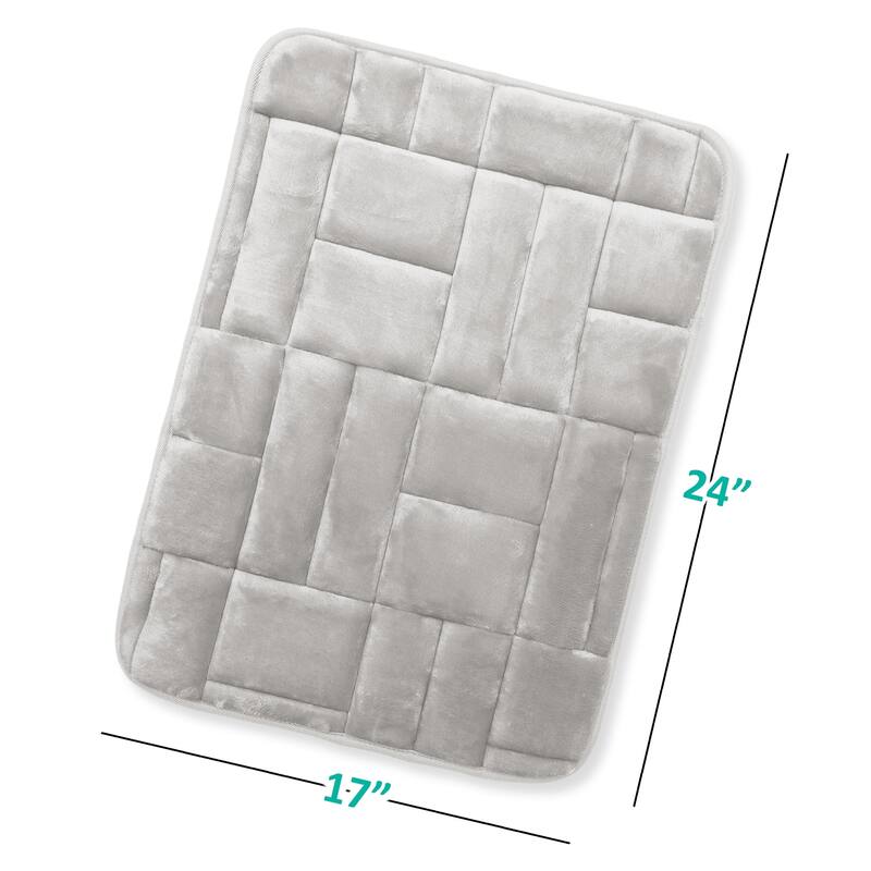 Clara Clark Ultra Soft Non Slip and Absorbent Bath Rug - Tiled Velvet Memory Foam Bath Mat
