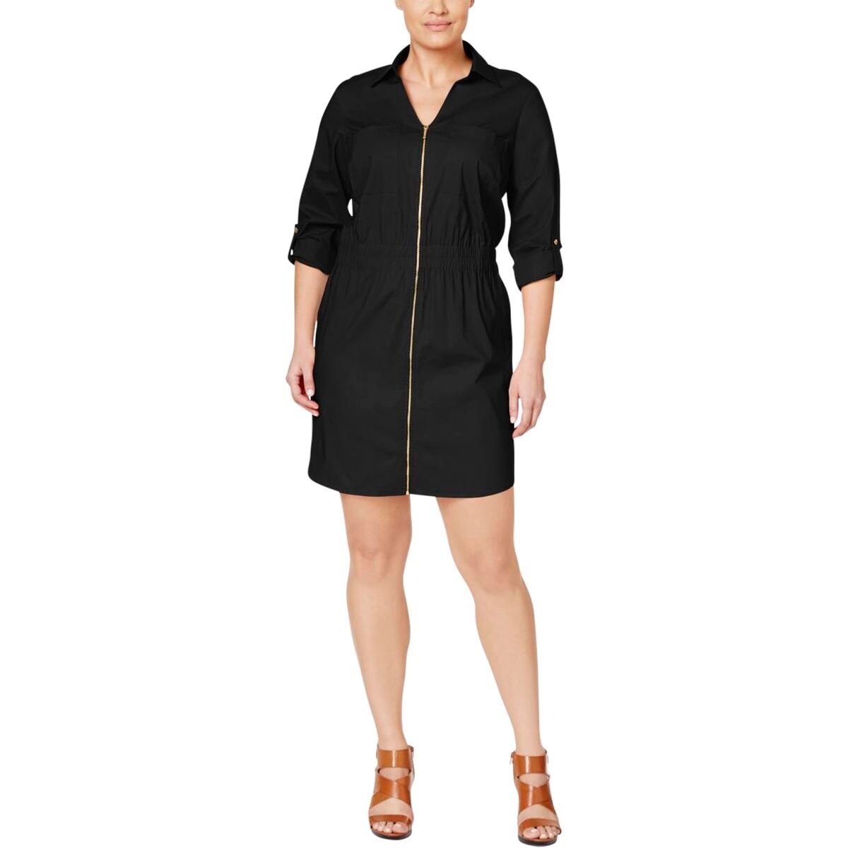 michael kors zip front shirt dress
