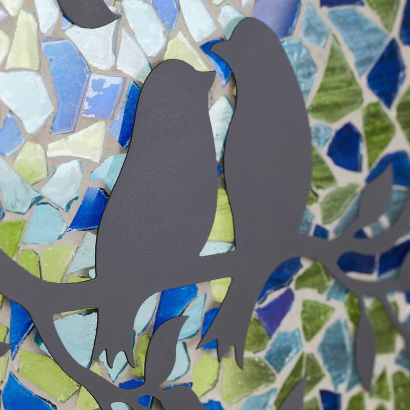 Love Birds Mosaic Stained Glass Window Panel - 12" x 0.25" x 12"