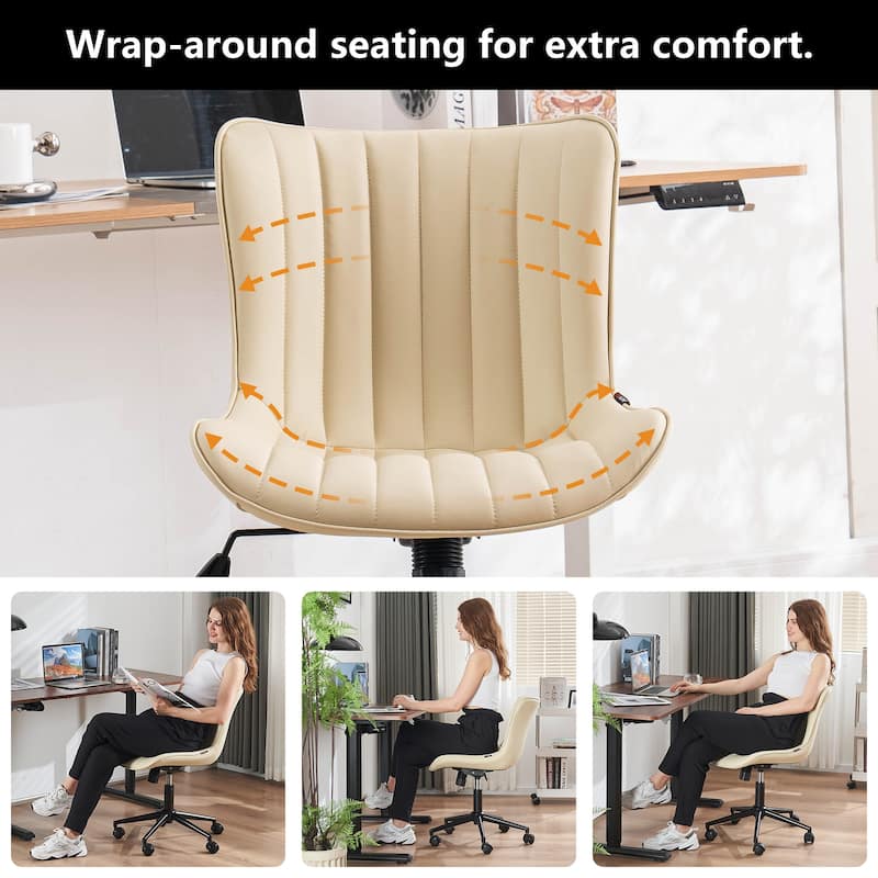 Ergonomic Office Chair Swivel Armless Desk Chair with Wheels