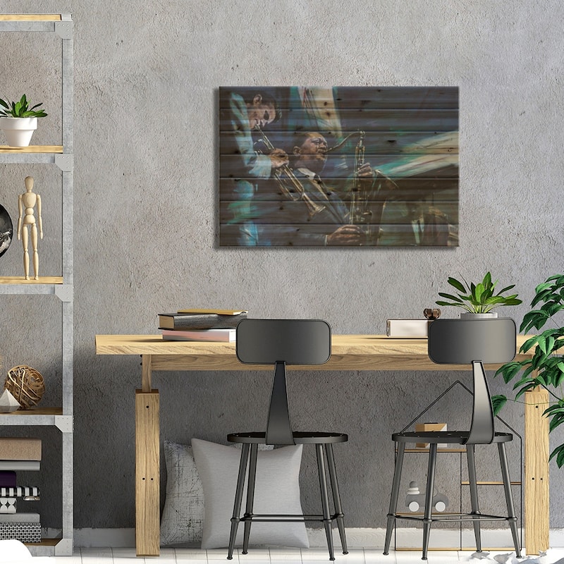 Blue Cool Print On Wood by Jin G. Kam - Multi-Color