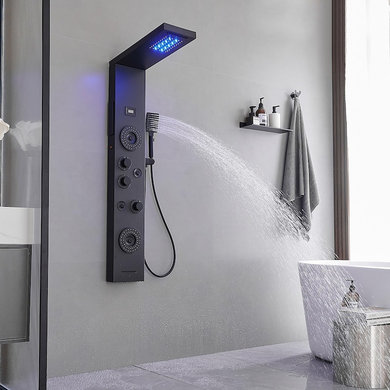 4-Jet LED Shower Panel with Heavy Rain Shower