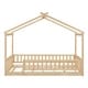 preview thumbnail 16 of 35, Twin Size Wood House Bed Frame with Roof and Fence