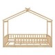 preview thumbnail 44 of 62, Wood House Bed Frame with Roof and Fence, for Kids, Teens, Girls, Boys