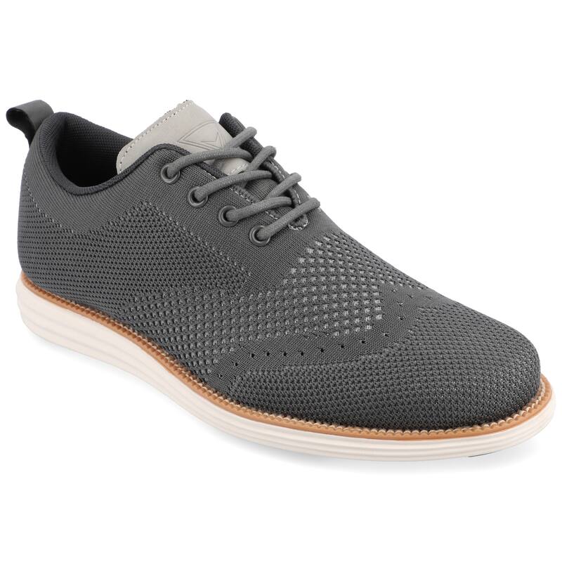 Vance Mens Medium and Wide Width Mens Ezra Knit Wingtip Dress Shoe - Wide - Grey - 7