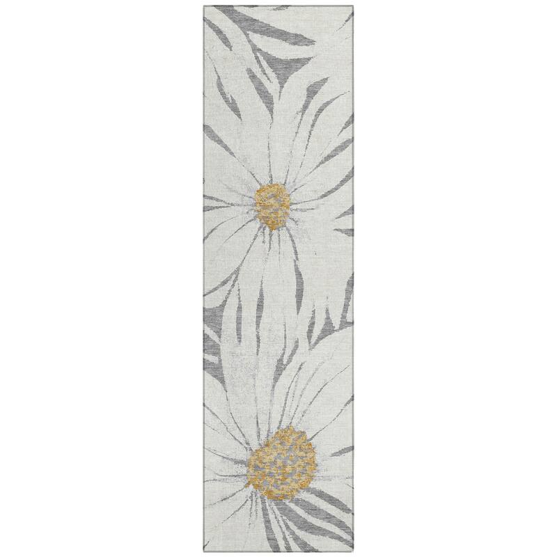 Machine Washable Indoor/ Outdoor Floral Chantille Rug
