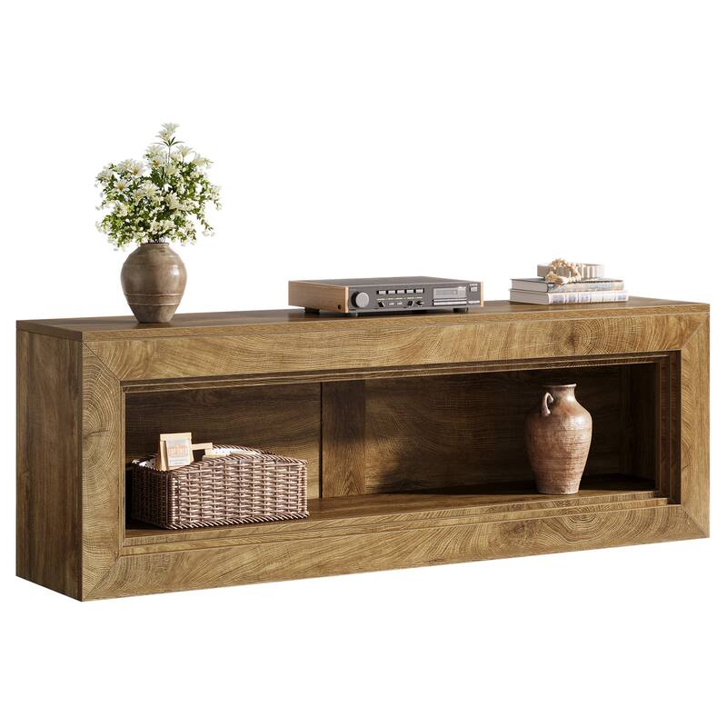 63" Extra Long TV Stand with Storage Shelves, Media Console Entertainment Center for 55/60/65/75-Inch TVs Living Room Bedroom