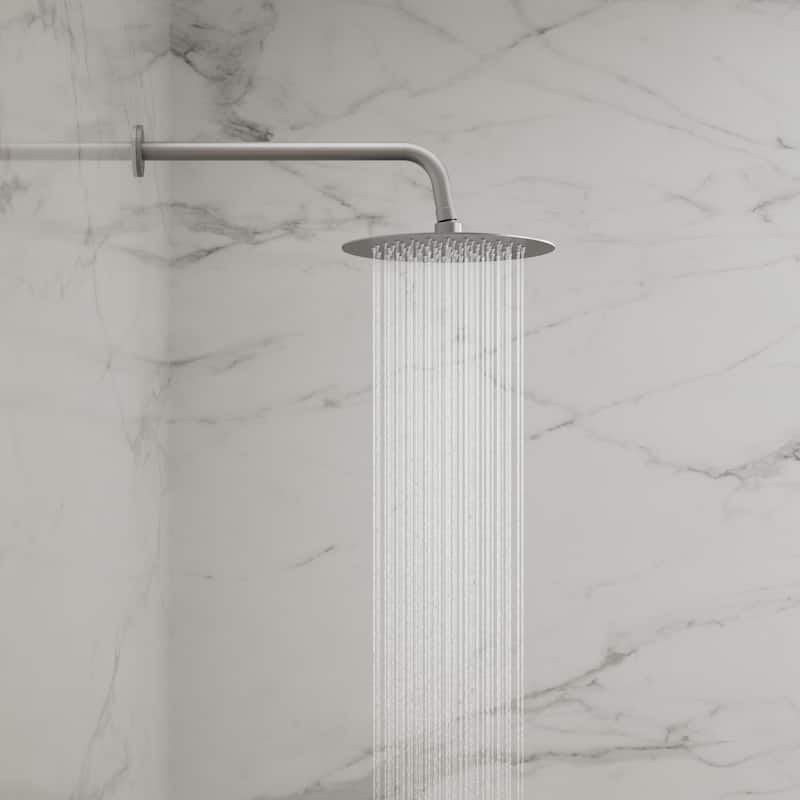 GRANDJOY Dual Heads Shower System 10" and 6" Wall Mount Rainfall Round Shower Faucet Handheld Shower Spray with Slide Bar