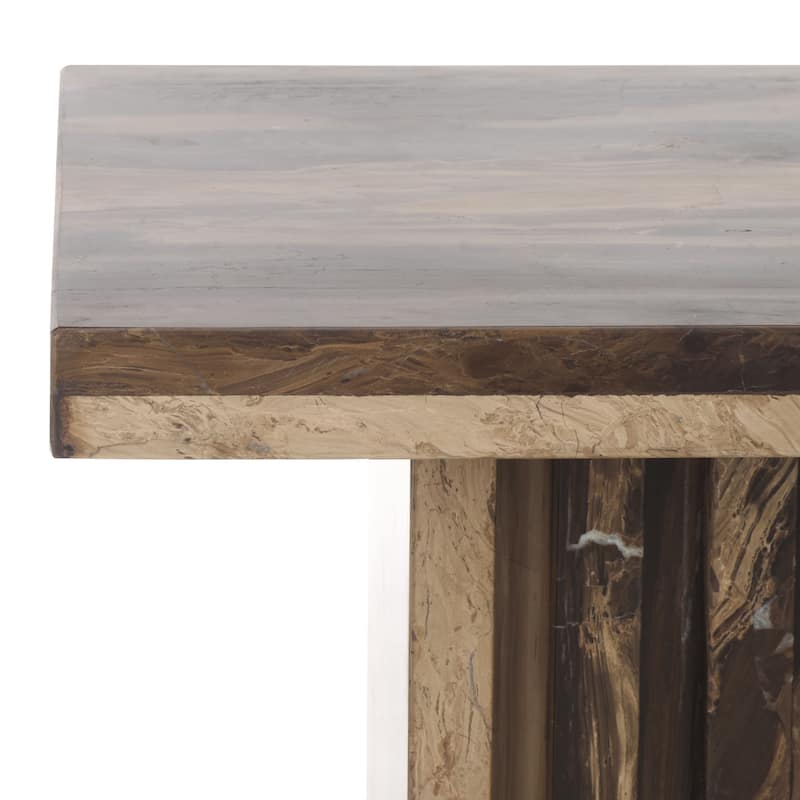 SAFAVIEH Couture Eftenia Tall Square Marble Accent Table - 21 In W x 21 In D x 16 In H - 21"W x 21"D x 16"H
