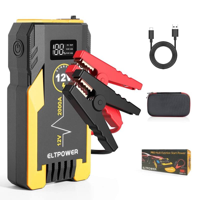 20000mAh Car Jump Starter, 2000A Peak for 9L Gas/7L Diesel, LED Light