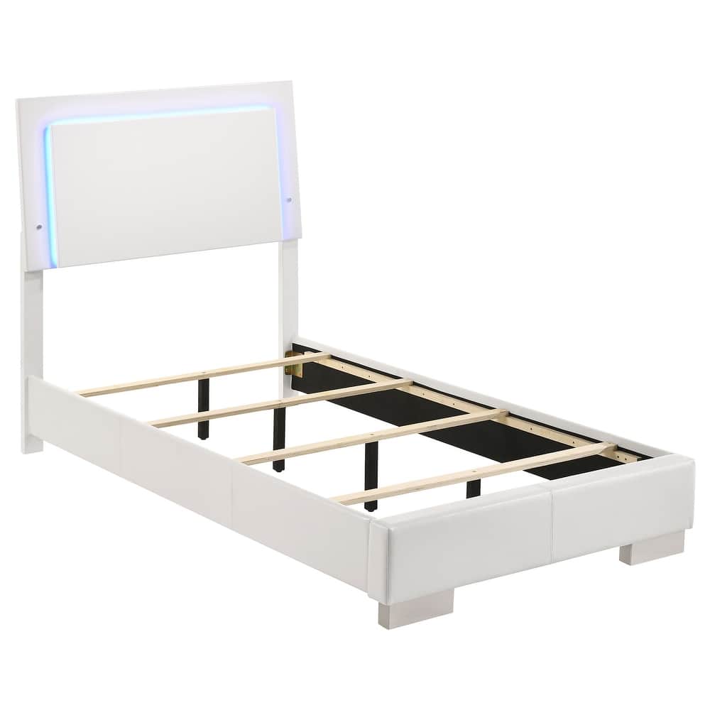 Felicity Wood LED Panel Bed White High Gloss