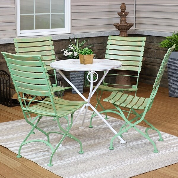 Cafe Couleur 5pc Shabby Chic Wood Folding Table and Chair Set
