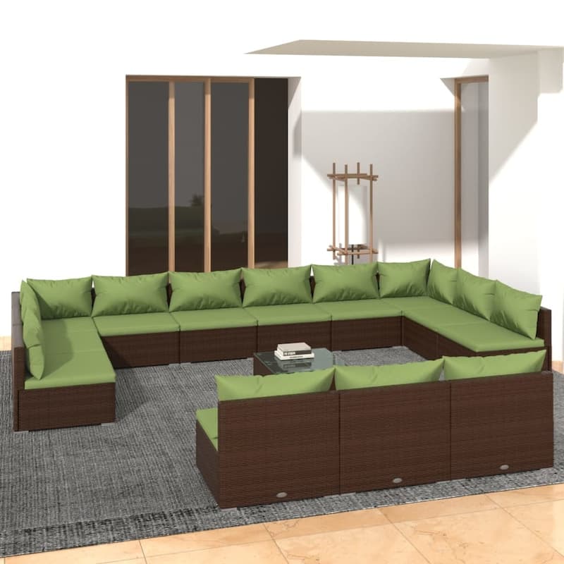 vidaXL Patio Lounge Set Outdoor Sectional Sofa Set Table Garden Poly Rattan - 27.6" x 27.6" x 23.8"