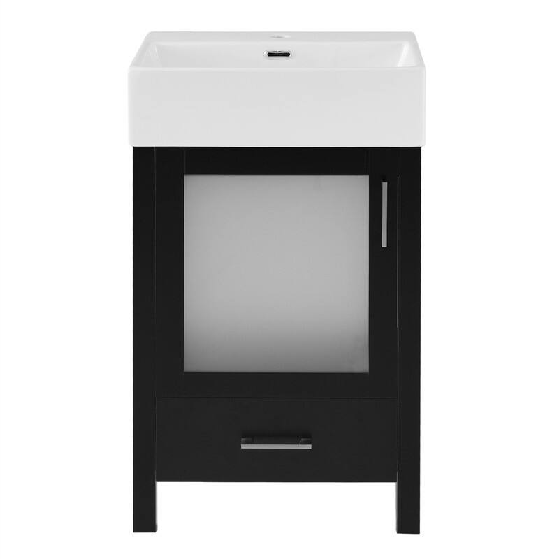20'' Bathroom Vanity with Ceramic Sink Top, Modern Bathroom Storage Cabinet with 1 Drawer and 1 Soft Close Door
