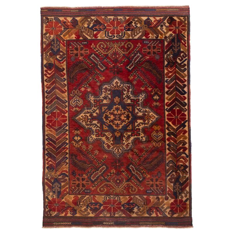ECARPETGALLERY Hand-knotted Teimani Red Wool Rug - 3'7 x 6'4