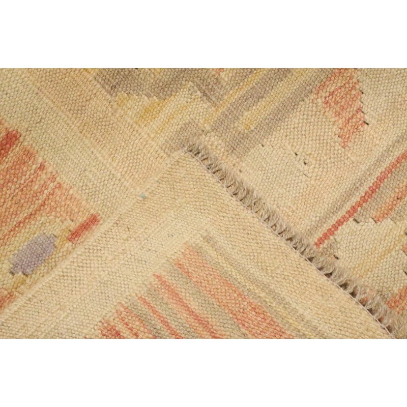 Hand Woven Oriental 100% Wool Carpet Southwestern Tribal Beige & Ivories Kilim Area Rug - 5' 1'' X 3' 2''