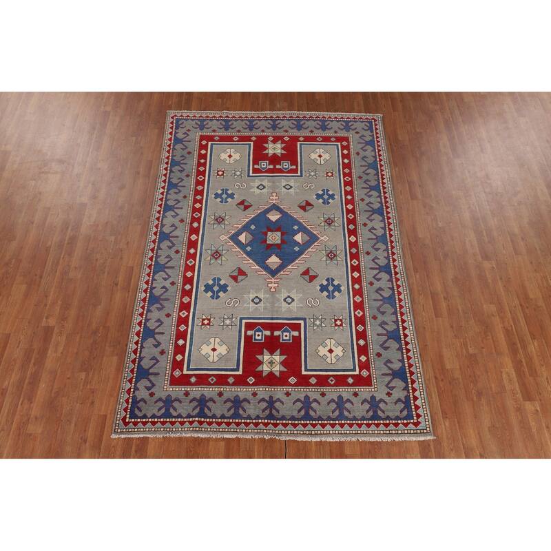 Kazak Oriental Area Rug Handmade Wool Carpet - 5'11" x 8'11"