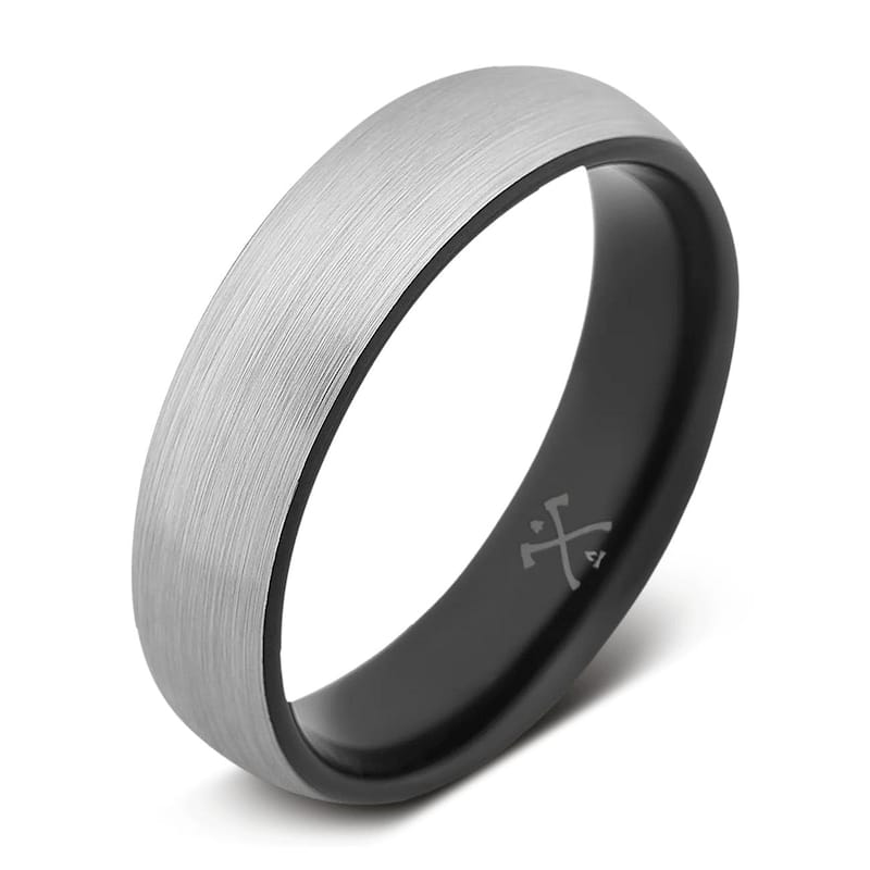 Manly Bands THE ROCKSTAR Tungsten Black Plated 6mm Satin Band