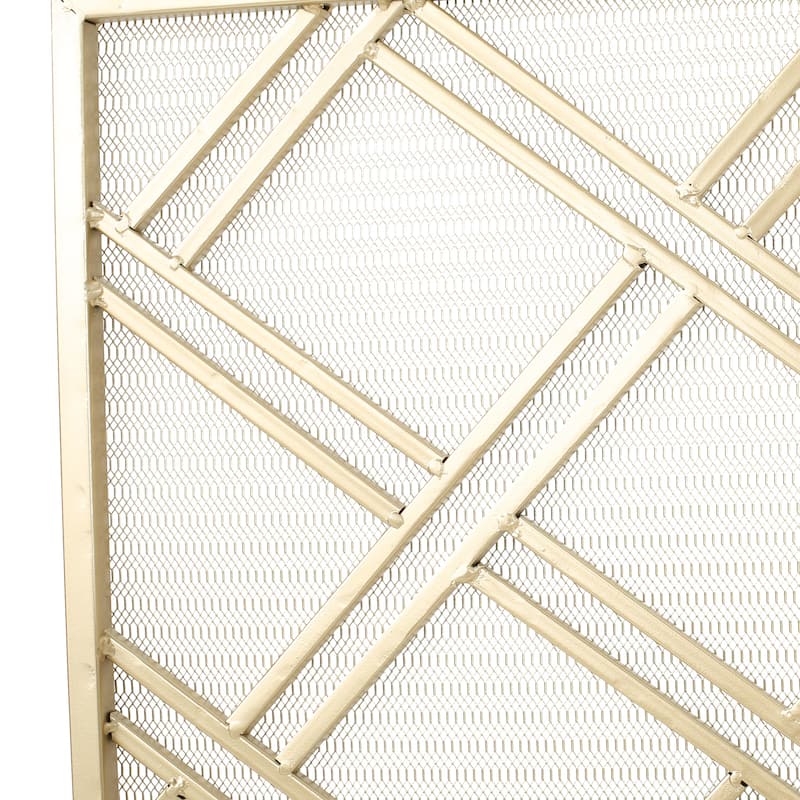 Roomfitters Modern Geometric Fireplace Screen, Single-Panel Design with Stylish Circle Patterns and Durable Mesh