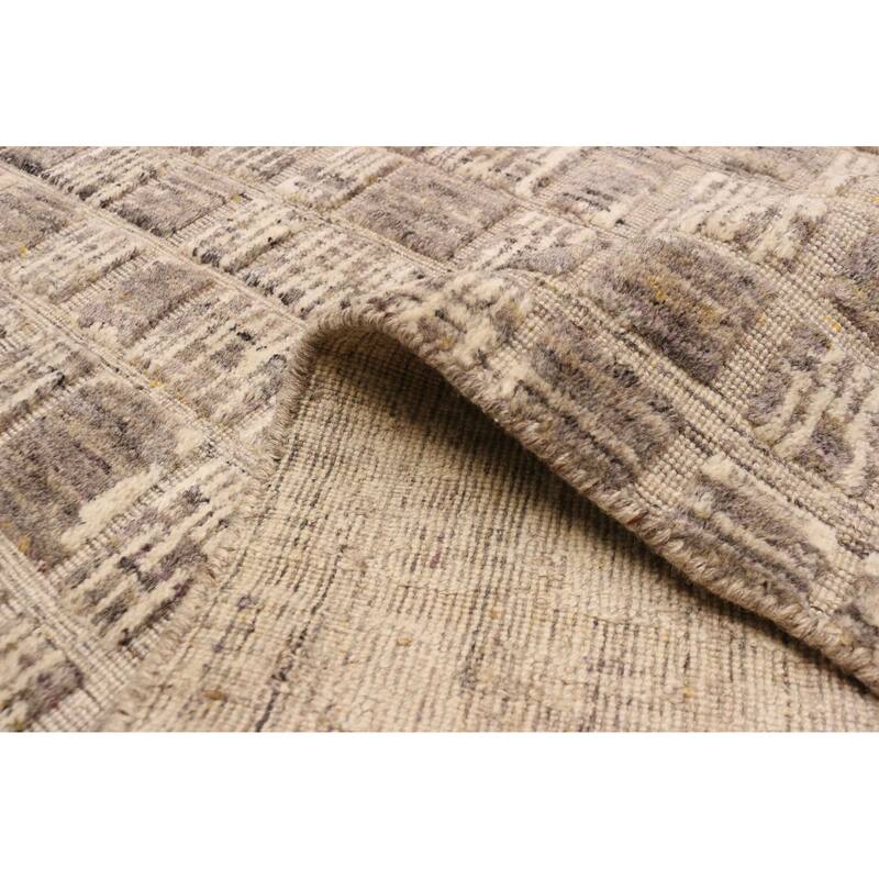 ECARPETGALLERY Hand Loomed Elysian Taupe Wool Rug - 5'4 x 7'8