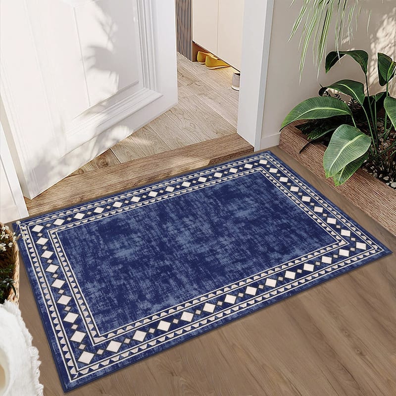 Garvee Machine Washable Rug Modern Bordered Area Rugs