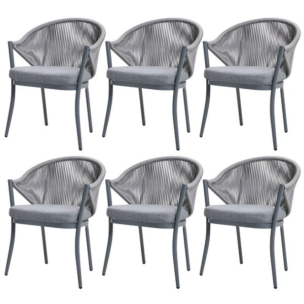 Nuu Garden 6pcs Rope Aluminum Dining Chairs with Cushions Taupe On Sale Bed Bath Beyond 35733990