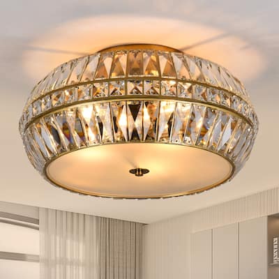 3-Light 18.31" Crystal Flush Mount Ceiling Light