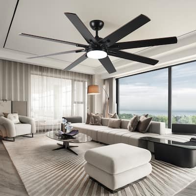 72 Inch Large Ceiling Fan Light, Modern Indoor/Outdoor 6 Speed Reversible Ceiling Fan for Kitchen Living Room Patio