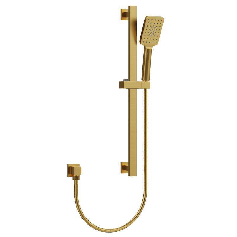 GRANDJOY 3-Spray Handheld Shower Set featuring Adjustable Slide Bar - Brushed Gold