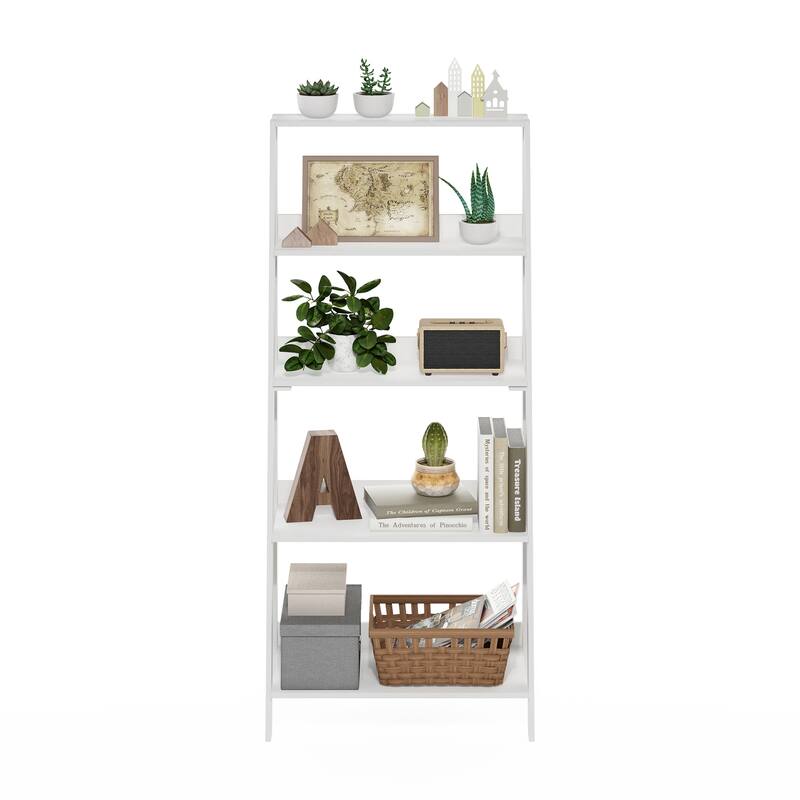 53.5 in. Tall White Wood 5-Shelf Bookcase