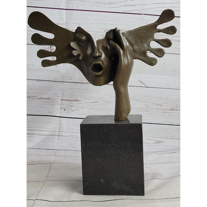 Signed Dali Abstract Female Sunshine Bronze Sculpture Marble Base Figure Statue