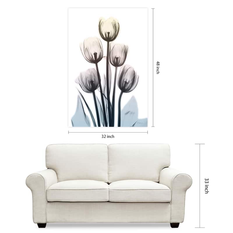 "Springing Tulips" Frameless Free Floating Tempered Glass Panel Graphic Wall Art